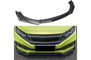 LONGKEES Front Lip Splitter Bumper PP Compatible with 2016-2020 Civic Hatchback Trim Protection Splitter Spoiler 3pcs Carbon Fiber