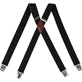 PAPA LEGGENDA X-Back Suspender for Men with 4 Swivel Hooks, 1.4 Inch Wide Adjustable Elastic Braces for Casual&Fomal