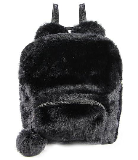 black fluffy backpack