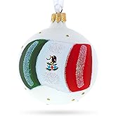 Flag of Mexico Glass Ball Christmas Ornament 3.25 Inches