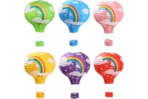 ZILUE Hot Air Balloon Paper Lanterns for Wedding Birthday Engagement Christmas Party Decoration Rainbow Set Pack of 6
