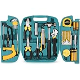 27-Pcs Household Tool Set with Case - Home, Auto, Garage | For men, women in dorm, office, garage. Has hammer, screwdrivers, pliers, tape. Compact, portable, for everyday fixes.
