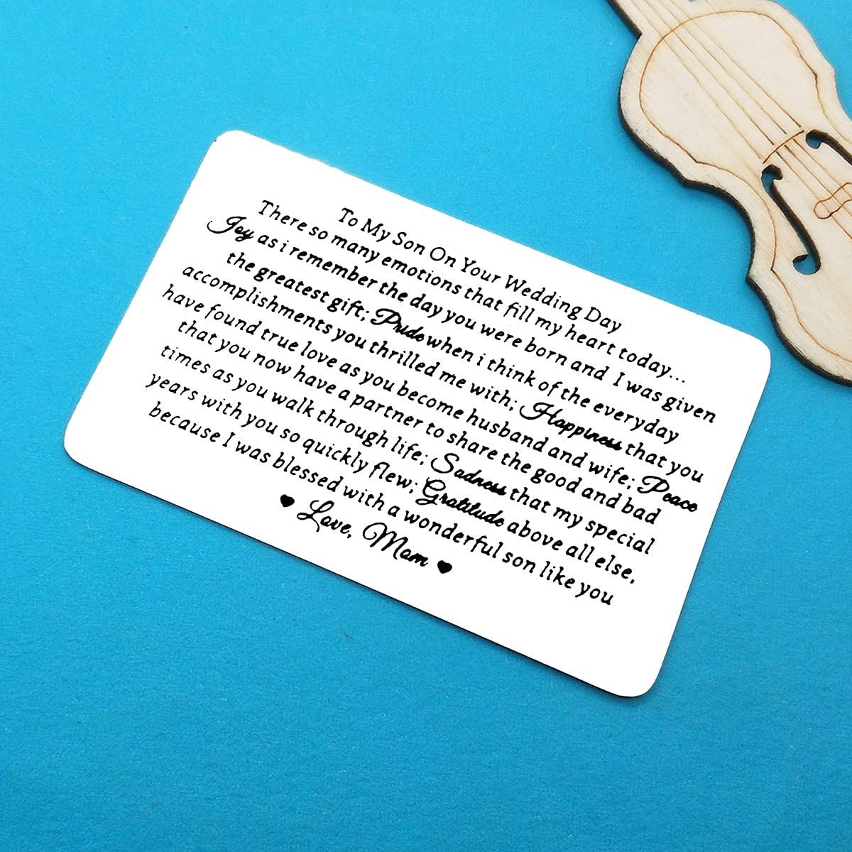 Huwujiu Son Wedding Day Gift from Mum Engraved Wallet Insert Card Gift for Son on His Wedding Day to My Son Gifts Wedding Gifts for Son Wallet Card Gifts Mum to Son Gifts - Image 3