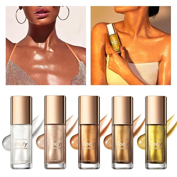 MAEPEOR BODY LUMINIZER 5 COLORS SMOOTH SUBTLE SHIMMER ILLUMINATOR MOISTURIZING LONG LASTING SUMMER GLOW FOR FACE AND BODY (40ML, 01 SILVER)