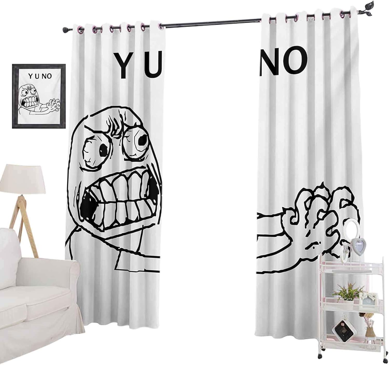 YUAZHOQI Blackout Window Curtain Mascot Rage Guy Meme Face Figure with