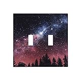 Black Blue Forest Starry Night Sky Galaxy Night