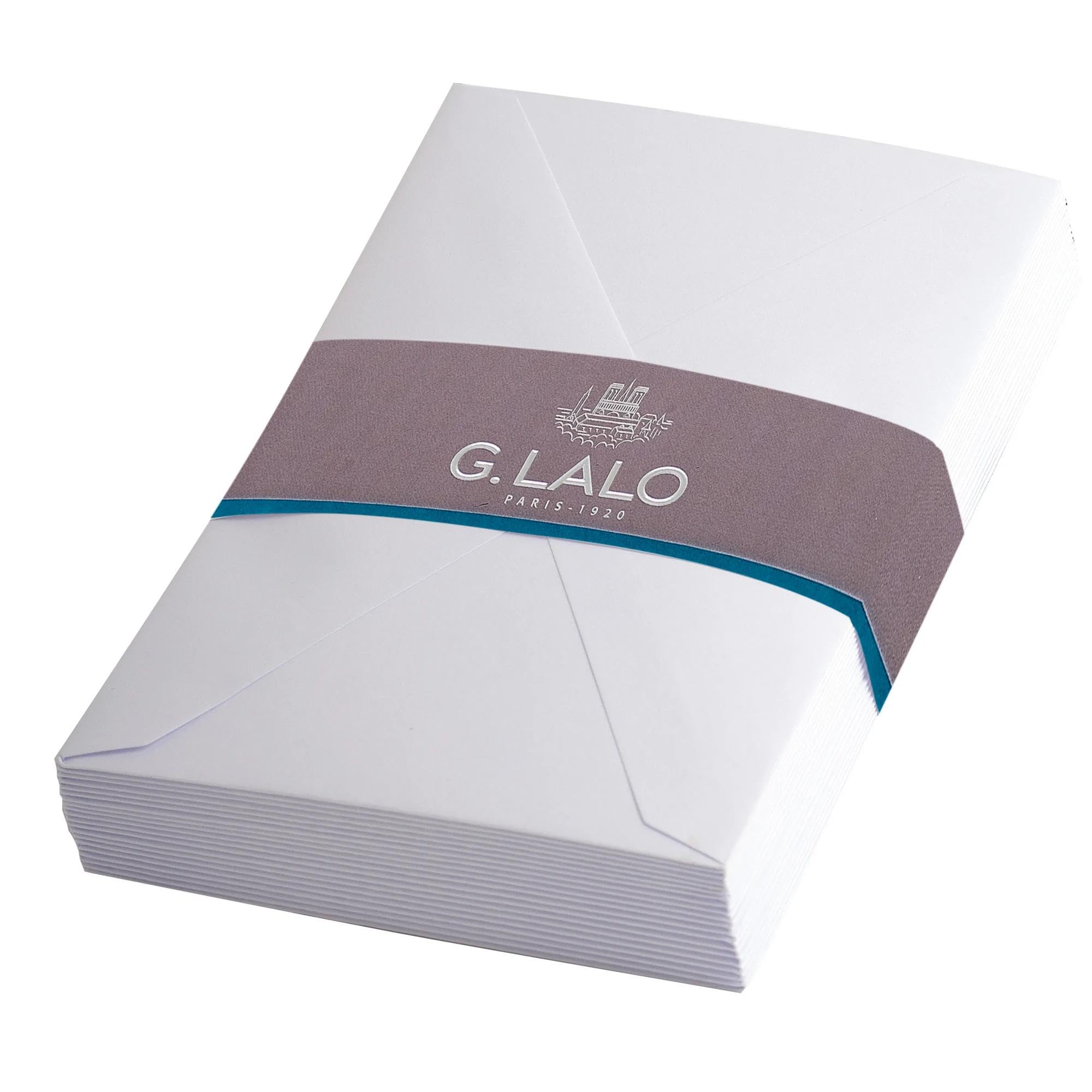 Lalo 24200L - Velin De France. A foil-Wrapped Pack of 20 gummed Business envelopes. Size: 9x14 cm, French Vellum, White. Lined. Correspondence. Made in France