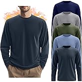 Evervibe 5 Pack Mens Big and Tall Thermal Shirts Fleece Lined Long Sleeve Loose Fit Tops Plus Size Undershirt Multipack
