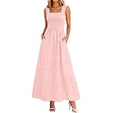 KIRUNDO Summer Lace Dress Vacation Outfits for Women 2026 Wedding Guest Dresses Maxi Beach Boho Sleeveless Cotton Sundress