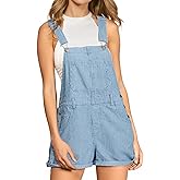 Glamaker Denim Overall Shorts for Women Casual Denim Romper Jean Short Overalls Loose Fit Denim Jumpsuit Summer Outfits