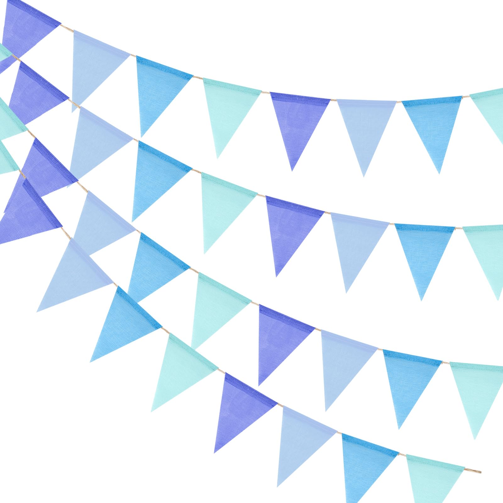 jijAcraft Pre-strung Blue Burlap Bunting: 36PCS Hessian Bunting 12M Garden Outdoor Banner Burlap Triangle Flags Jute Banner for Wedding, Birthday, Baby Shower, Wedding, Room, Garden Decorations — image 1