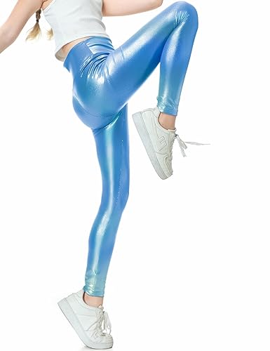 Shiny Leggings Metallic Workout Leggings Girls Metallic Active