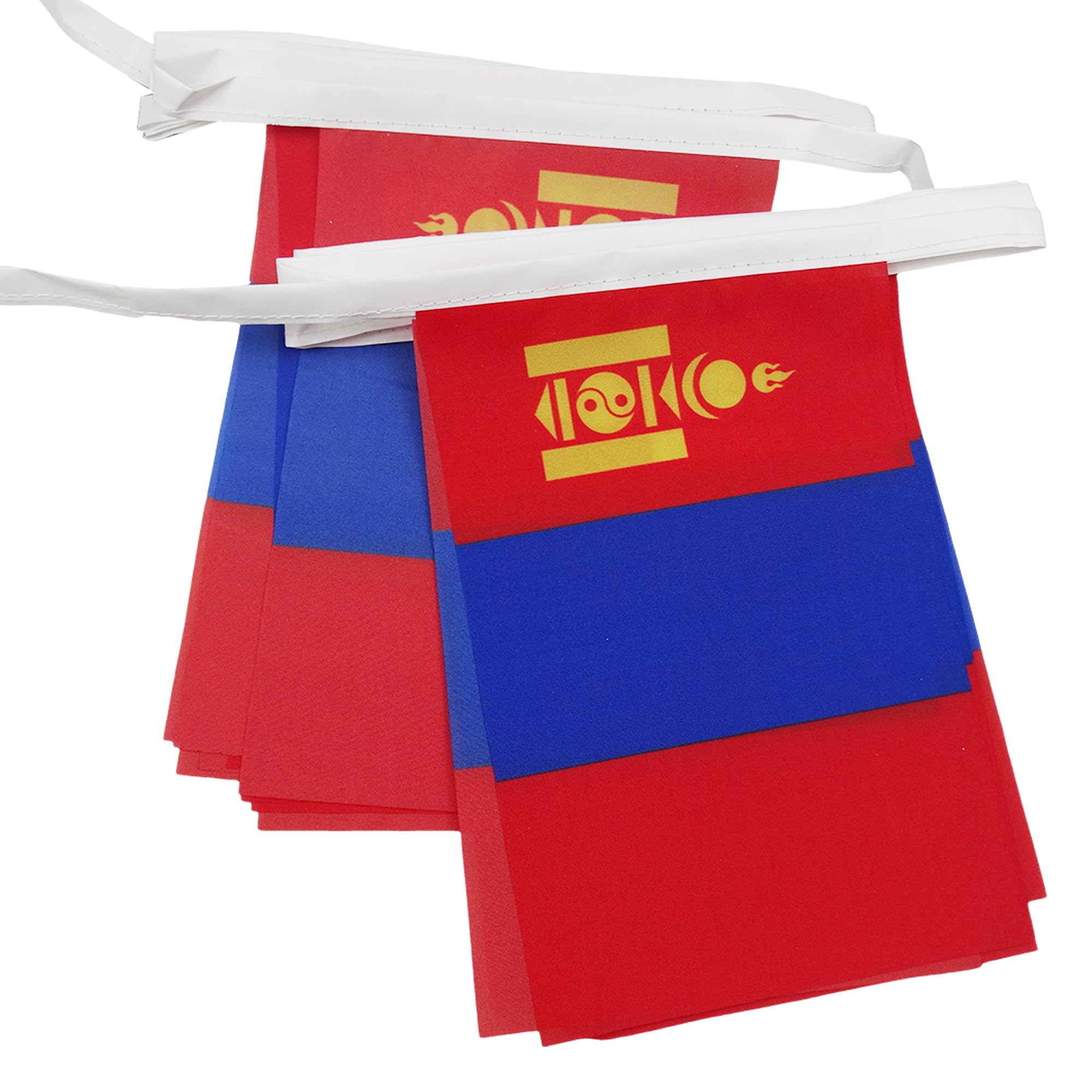 AZ FLAG Mongolia Bunting Flag, 20 Ft Garland with 20 Small Mongolian Flags 8'' x 6'', 100% Polyester String Pennant, 6 meters — image 1