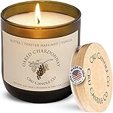 Cru Wine Scented Candles - Oaked Chardonnay Scent - Clean Burning, Non Toxic Candle, Luxury Decor Soy Candles for Home Scented, Relaxing Gifts for Women, Aesthetic Soy Candle for Men, Made in USA