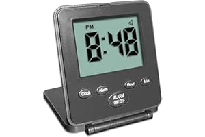 TRAVELWEY Digital Travel Alarm Clock - No Bells, No Whistles, Simple Basic Operation, Loud Alarm, Snooze, Small and Light, ON/Off Switch, 2 AAA Battery Powered, Black