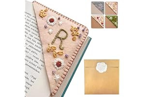 Personalized Hand Embroidered Corner Bookmark, 26 Letters Hand Stitched Felt Corner Letter Bookmark, Cute Flower Embroidery B