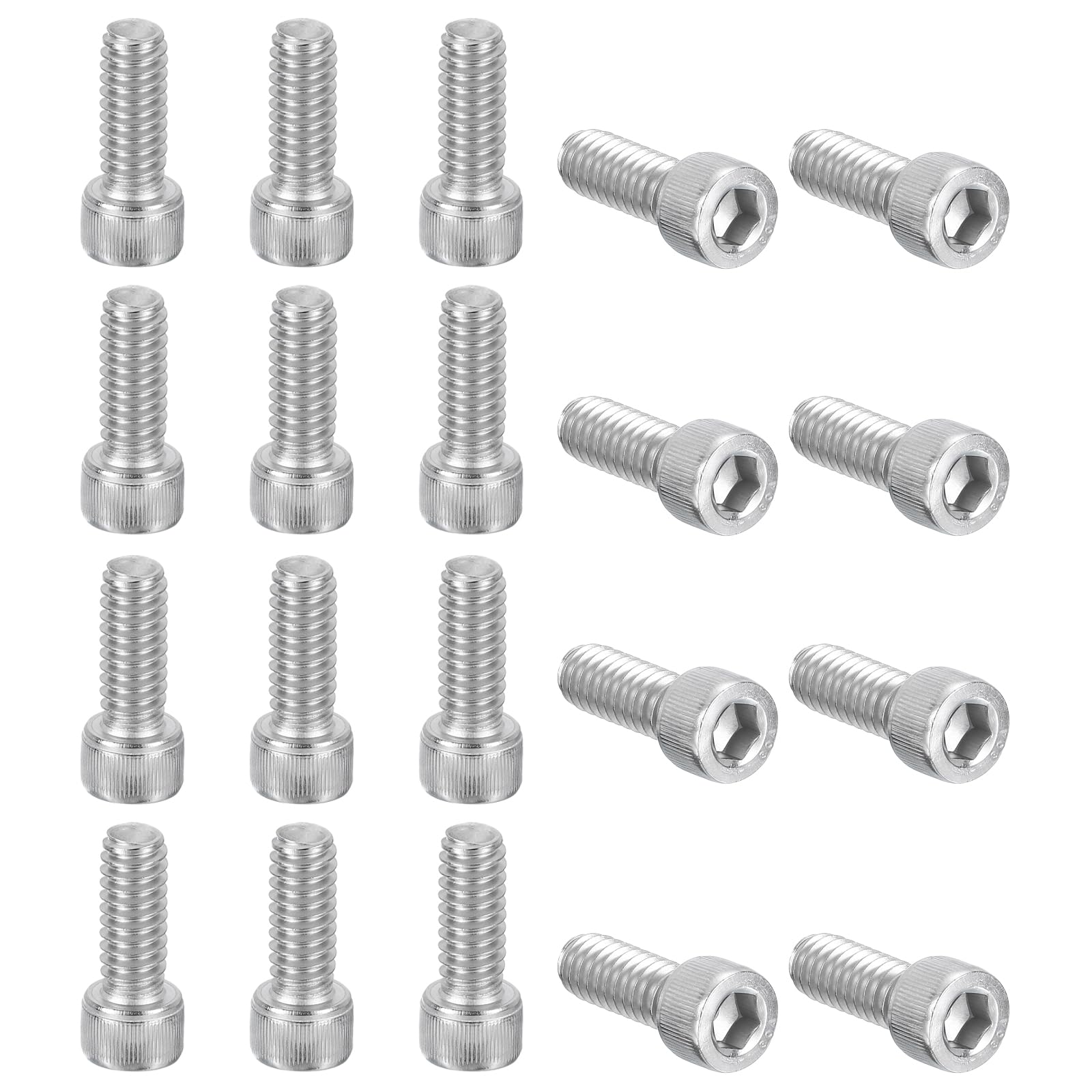 PATIKIL 1/4-20 x 5/8" Hex Socket Cap Head Screw Bolt, 20Pcs 304 Stainless Steel 18-8, Machine Full Thread for Construction, Manufacturing, Engineering, Assembling, Furniture