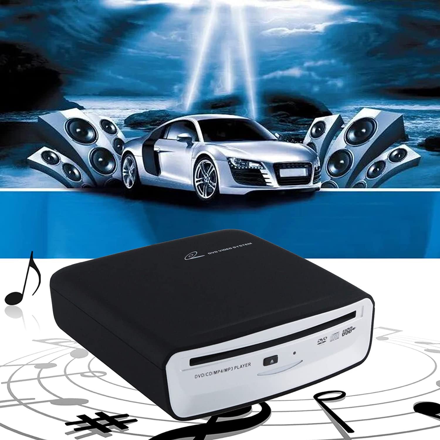 External Car Universal CD Player Machine, Vehicle External USB CD Player for Car Android Navigation-Plug and Play(Android Version 4.4 and Above)