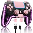 BRHE Wireless Controller for PS4 with Hall 3D Joysticks/RGB LED Lights/Programming Funtion,Pink PS4 Controller Remote Joystick Gamepad,Game Controller for PS4/Slim/Pro