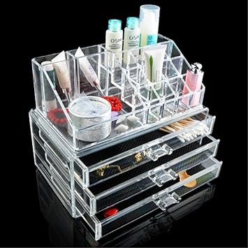 Siddhi Collection Acrylic Jewellery & Cosmetic Storage Display Boxes Double Layer Beauty Vanity Jewellery Clear Acrylic Stand and Organizer