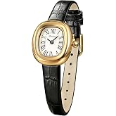 FORSINING Watches for Women,Leather Watch Vintage Watches,Dainty Style Small Wrist,Black Band,Square Case,Quartz Movement