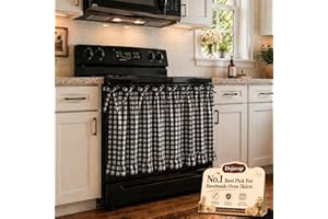 Handmade Oven Skirt Curtain for Door Kitchen Dishwasher Hidden Curtain Tie Top Farmhouse Meadow Skirt Heat-Resistant for Stov