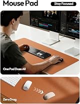 YSAGi Leather Desk Mat Large 120 x 60 cm Non Slip Waterproof PU Brown view 4