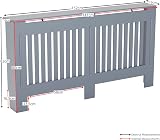 Vida Designs Chelsea Radiator Cover Grey Large Vertical Slat H82xW152xD19cm view 7