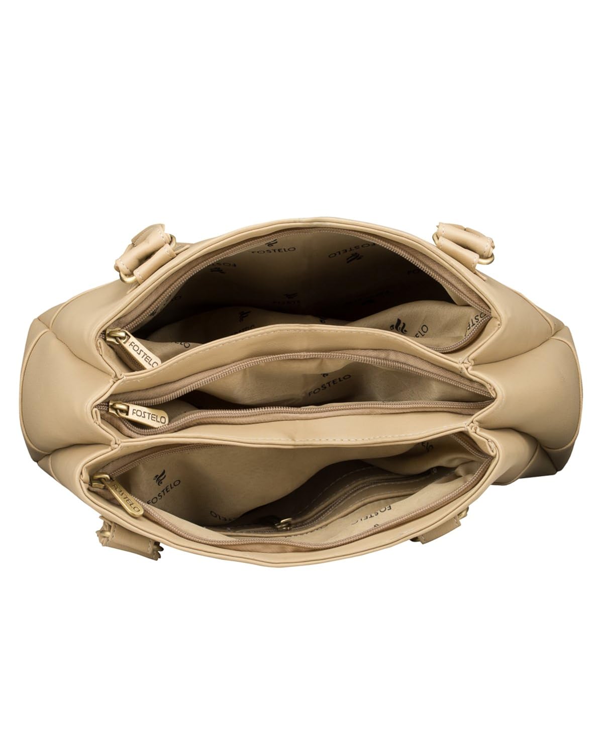 fostelo women's elite handbag (beige) (fsb-161)