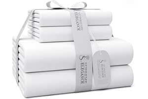 SUPREME ELEGANCE 600 Thread Count Twin Bed Sheets Arctic White, Cotton Rich Sateen Weave Easy Care Bed Sheet, Back to School College Essentials Ultra Soft & Silky Elasticized Deep Pocket Sheet