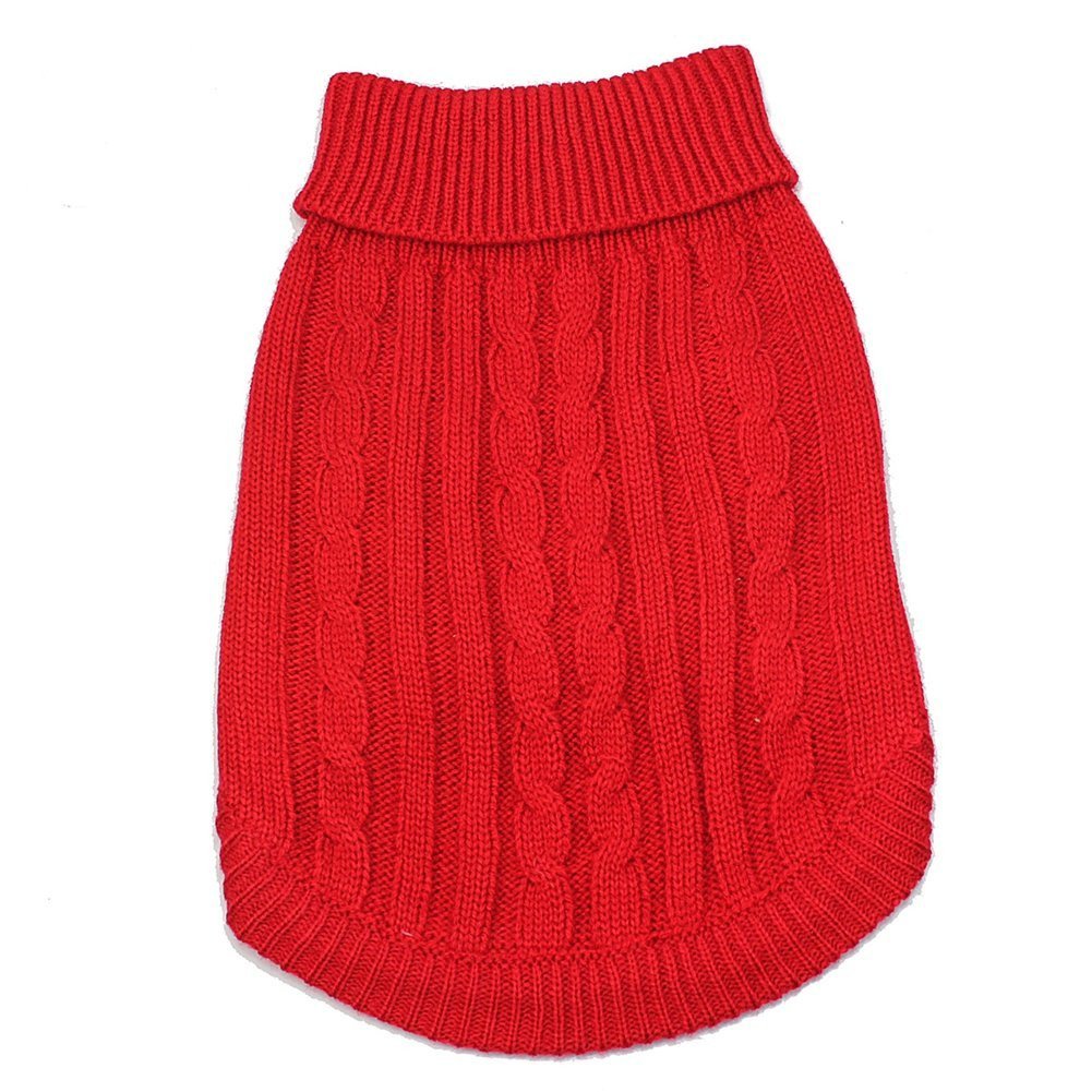 zhiheng Cute Pet Puppy Cat Dog Warm Jumper Sweater Knitwear Coat Apparel Vest Clothes for Small Medium Breeds Autumn Winter(L,Red)
