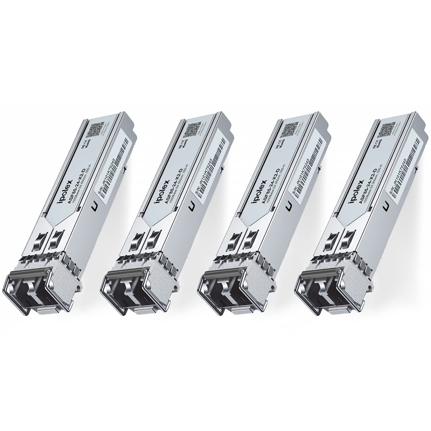 ipolex 4 PCS 1G SFP SX Multimode LC Transceiver, 1000Base-SX Mini-Gbic Module Compatible with Cisco GLC-SX-MMD, Ubiquiti UF-MM-1G, Meraki MA-SFP-1GB-SX, Netgear, Mikrotik etc. (MMF, 850-nm, 550-m)