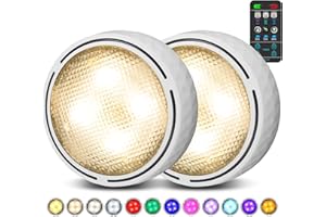 LED Puck Lights Battery Operated Under Cabinet Lighting, Closet Lights with Remote, Color Changing Under Counter Lighting, St