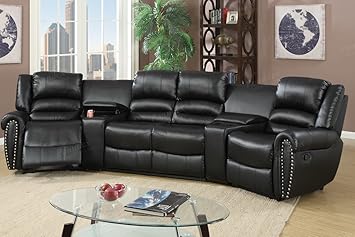 Amazon Com 5pcs Black Bonded Leather Reclining Sofa Set Home