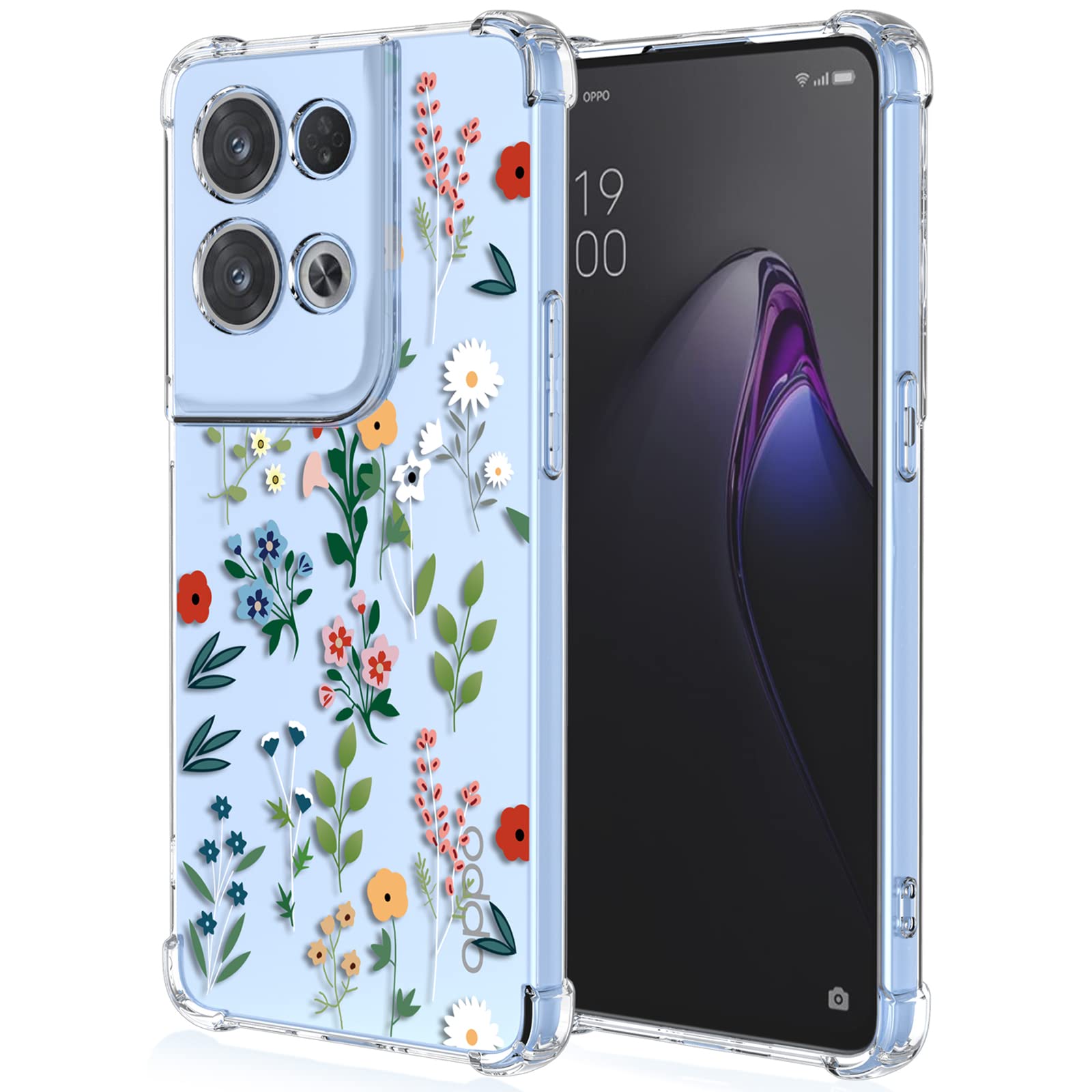 XINYEXIN Case for Oppo Reno8 5G (6.4"), Painting Flower Pattern Clear Case Soft TPU Silicone Case Slim Shockproof Bumper Girl Women Phone Cover - Flower Art — image 1
