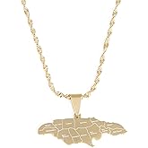 BR Gold Jewelry Stainless Steel Jamaica Map With City Pendant Necklace for Women Jamaica Maps Chain