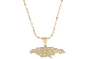 CHUANGBANG JEWELRY BR Gold Jewelry Stainless Steel Map of Jamaica With City Pendant Necklaces for Women Girl