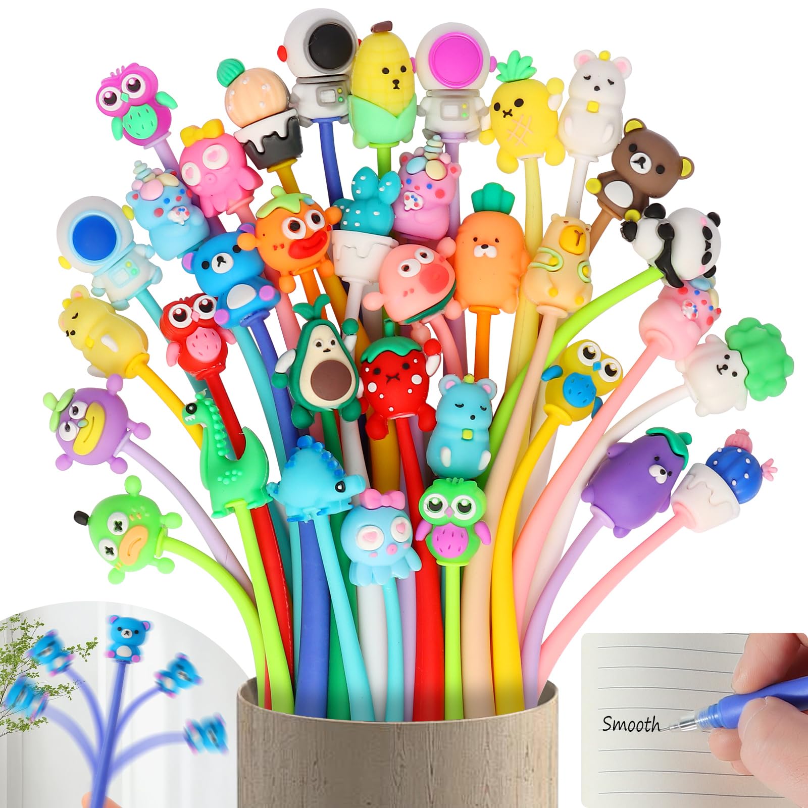 Photo 1 of LiYiQ 48 PCS Stress Relief Bobblehead Pens Fun Cute Pen for kids Fidget Pens Kawaii Pen for Classroom Prizes, School, Office Supplies
