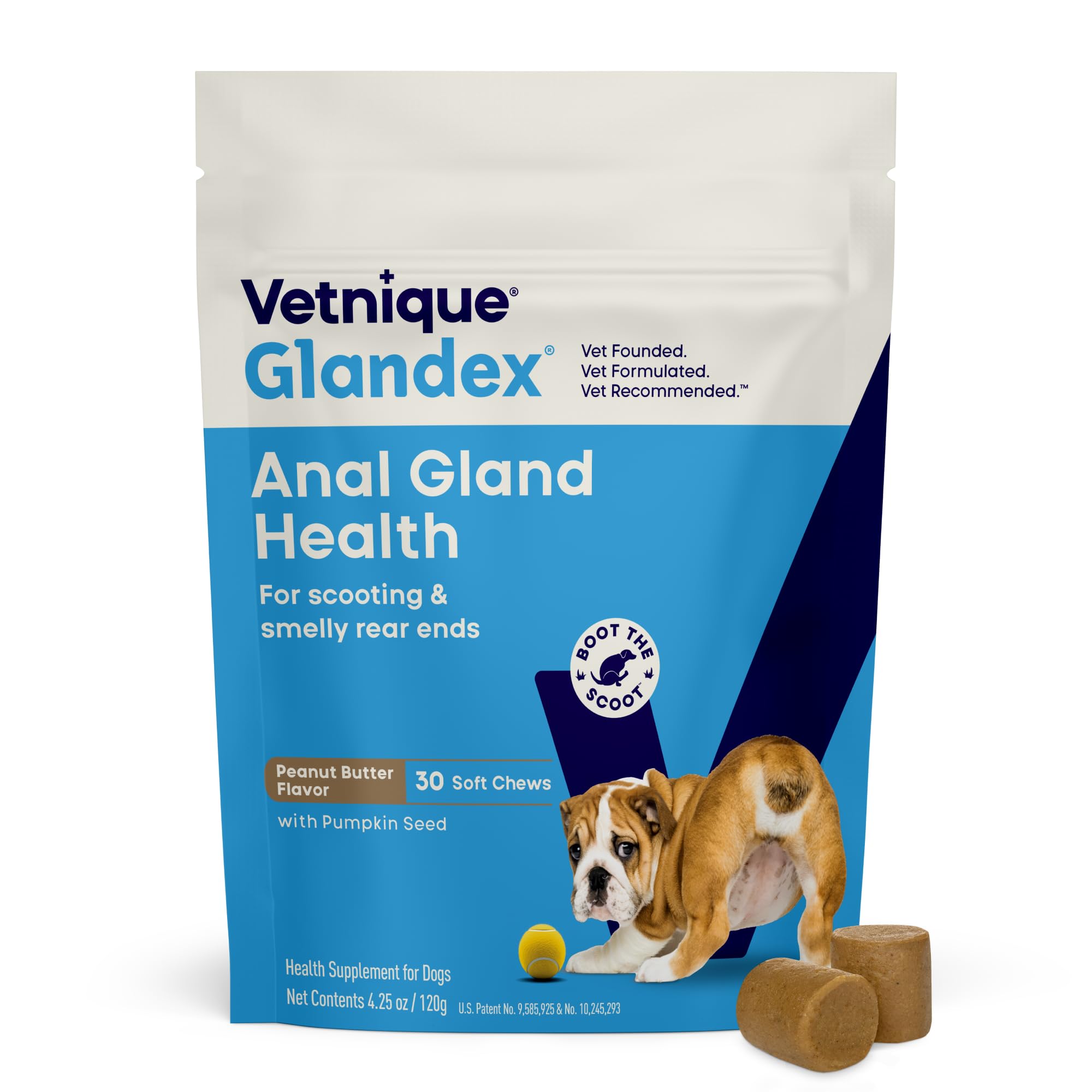 Glandex Fibre Supplements Dog Soft Chews with Pumpkin for Dogs, Digestive Enzyme & Probiotic - Vet Recommended to Boot the Scoot (30ct Chew)