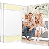8x10 Acrylic Picture Frame, Clear Frameless Photo Frame for Wall Mount, No Drilling Picture Frames with Tape, Pack of 5 Floating Hanging Picture Frames for Home, School, Office