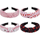 Lonext 4Pcs Valentine's Day Headbands for Women - Heart Lips Love Holiday Hair Bands, Festive Gift Hair Accessories