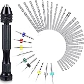 Mudder 57 Pcs Micro Drill Bits &amp; Pin Vise Set 0.1-3mm, Black | 46 Pcs Hand Twist Drills and 10 Pcs Pcb Mini Cutting Bits for Resin, Beads, Polymer Clay, Craft, DIY Jewelry Making Projects