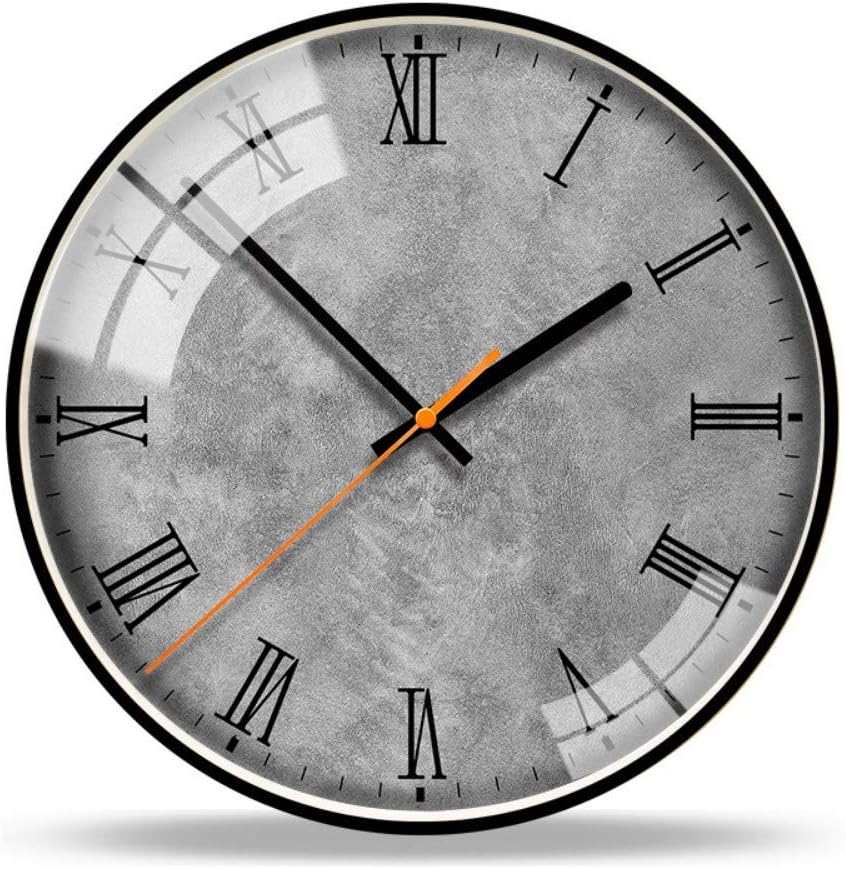 Jiaquhome Art Wall Clock Silent Metal Material Watch Frame Wall Clock Modern Simple Personality Watch Study Living Room Decoration Table,Grey B,14 inches