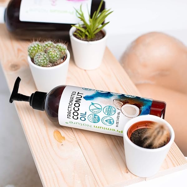 FRACTIONATED COCONUT OIL FOR SKIN MOISTURIZER WITH PUMP MASSAGE OILS BEST CARRIER FOR ESSENTIAL OILS MIXING BODY OUL FOR DRY SKIN MOISTURIZER NATURAL OI FOR FACE HAIR BODY 16OZ