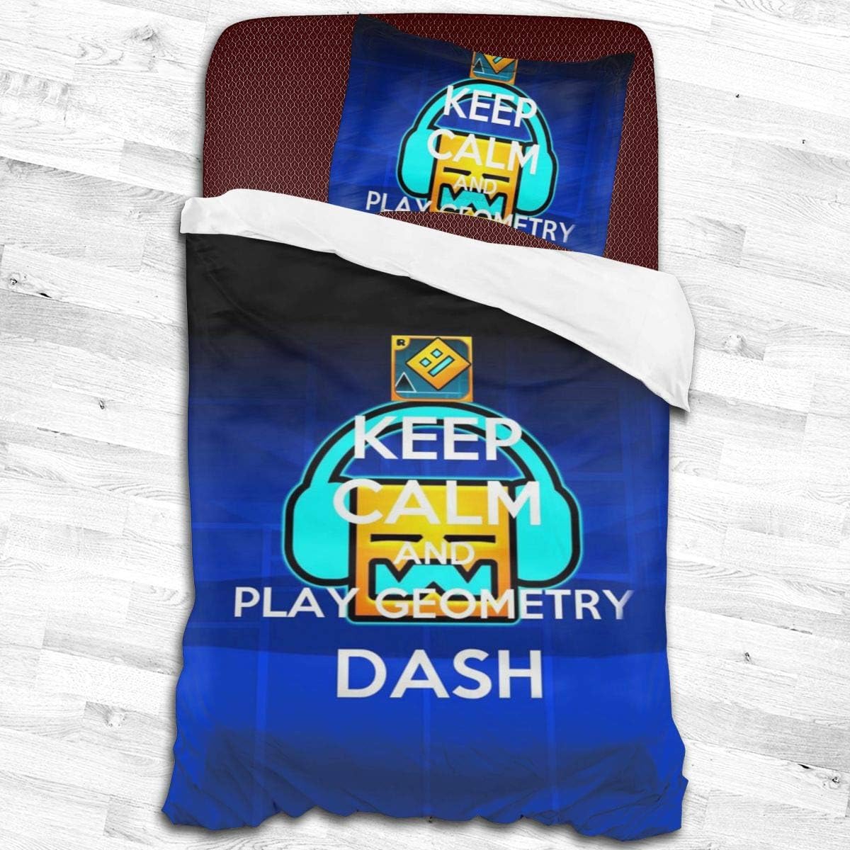 Keep Calm and Play_Geometry Comfortable Soft Microfiber 2-Piece Bedding Set Quilt Cover Pillowcases Adults Kids