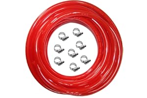 Red Gas Line Air Hose CO2 Tubing Hose ID 5/16 inch OD 9/16 inch with Free Hose Clamps, Used for Draft Beer Home Brewing