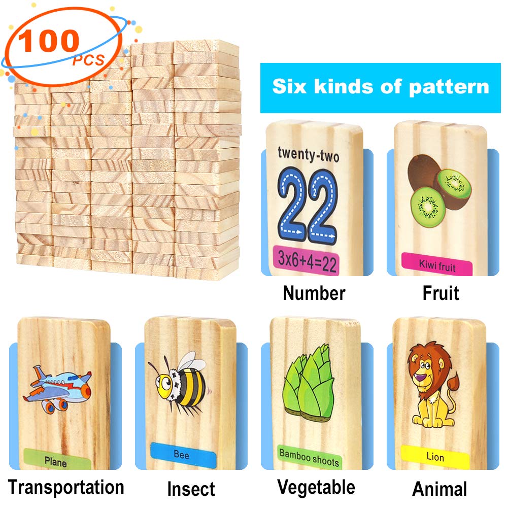 Holz Memory Domino Wild Animals Thema mit Aufbewahrungsbox Passende Play Puzzle Spiel für Kid 3 4 5 Jahren (32 Stück)