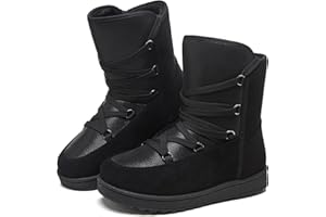 Witwatia Winter Snow Boots for Women Mid Calf Warm Fur Lined Boots Ladies Slip on Fashion Bootie