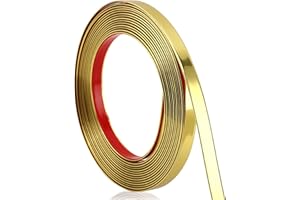 Soengsau Glossy Gold Finish Molding Trim, 393.6"L x 0.4"W Peel and Stick Decoration Strip for Ceiling, Wall, Tile Edge, Furniture Cabinet, Mirror