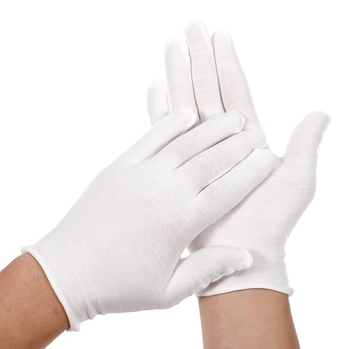 12 Pairs Cotton Gloves for Dry Hands Sleeping Relief - Breathable, Reusable, High Elasticity - Eczema Comfort, Spa, Handling Coins & Work (Unisex for Women & Men)